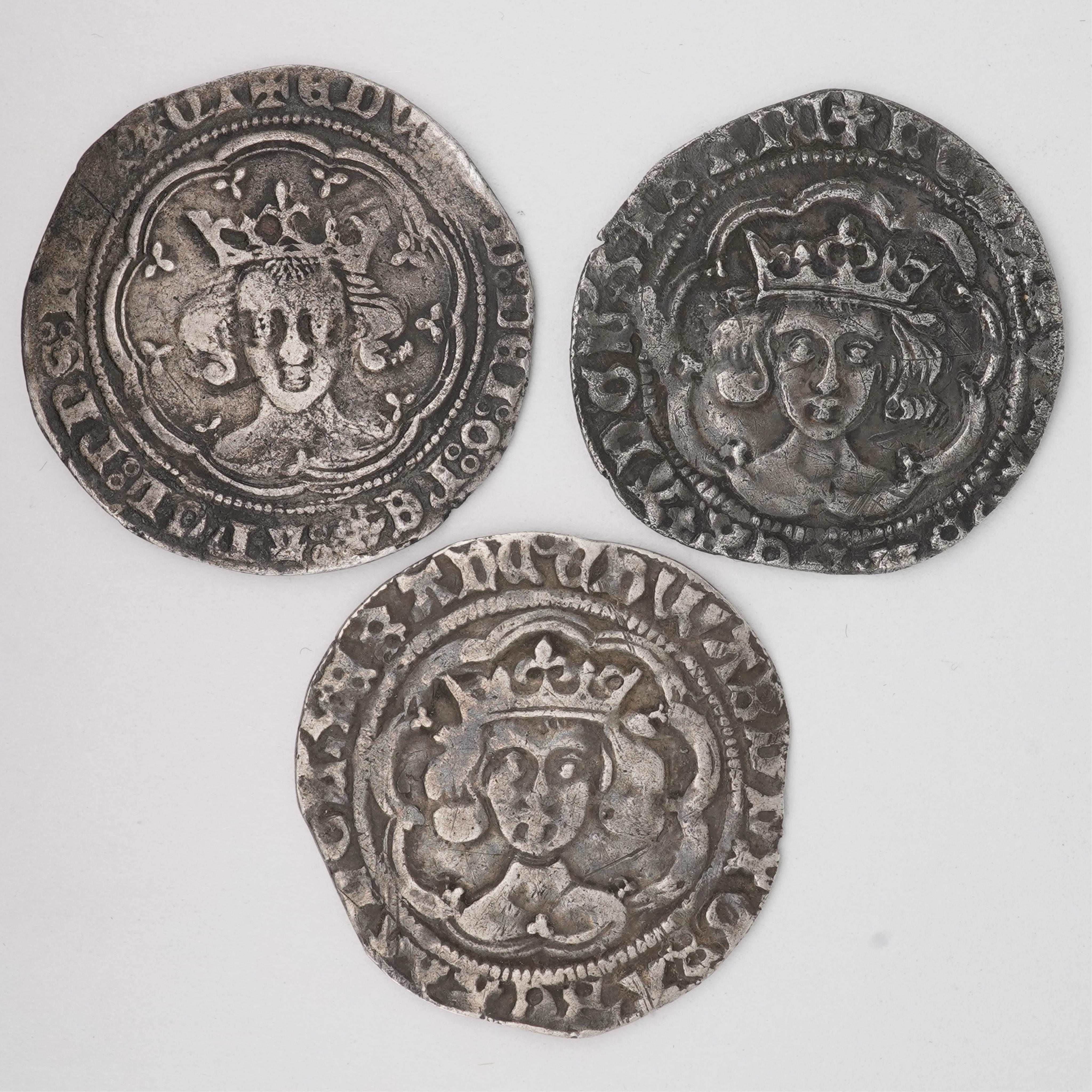 British silver hammered coins, Plantagenet Kings and House of York, Edward III (1327-77), groat, good fine, 4.39g, Henry VI restored (1470-71), groat, London, mm. restoration cross, incomplete flan, otherwise about VF, 2